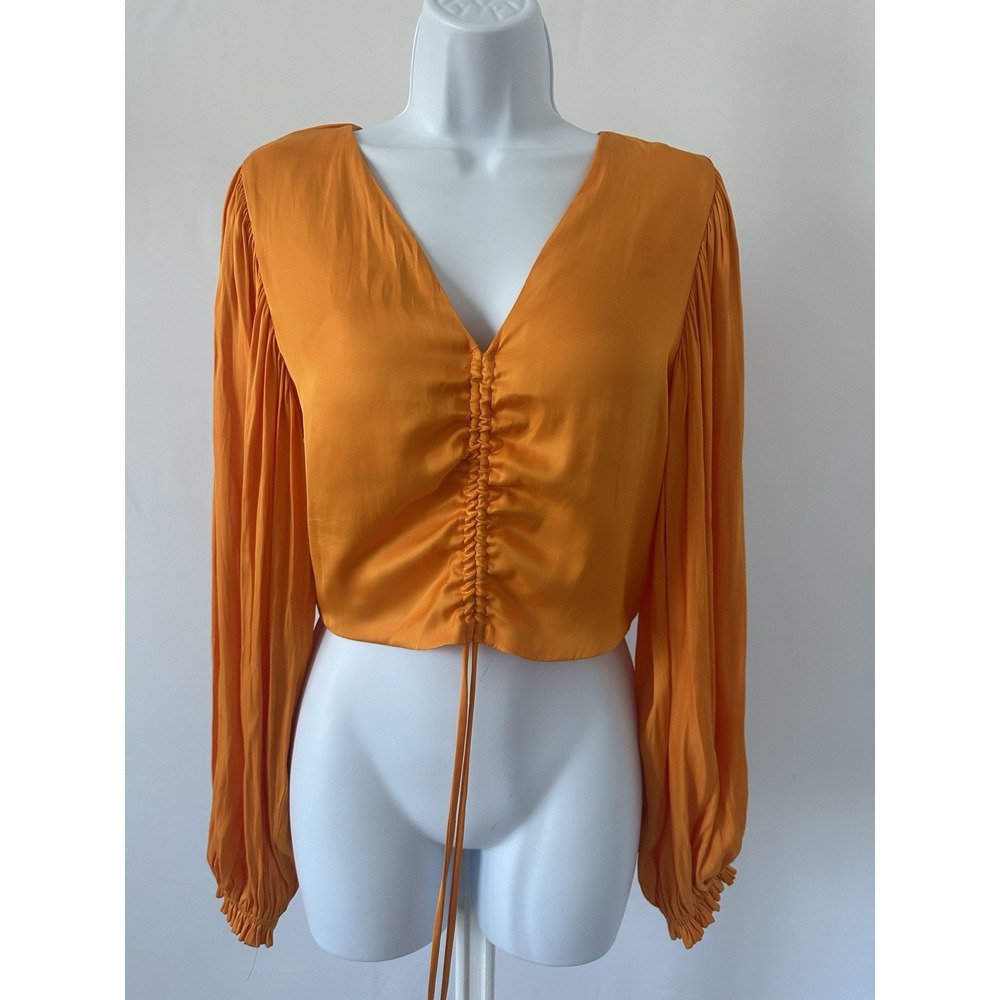 NWT! Cupcakes and Cashmere Orange Women's Shirred Front Crop Top, Sz: M (b25)
